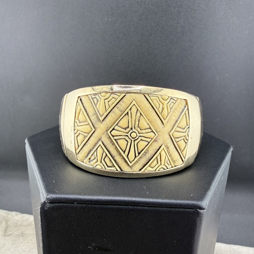 Vintage Chunky Clamper Bracelet 80s Gold‎ Tone 6"